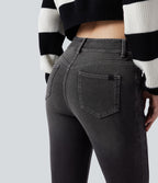 Jean skinny 7/8 décontracté taille mi-haute délavé Halara Flex™ avec poches