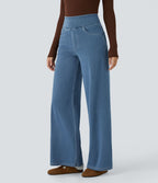 Halara Flex™ Jean Large Travail à Taille Haute Poches Multiples et Tricot Extensible