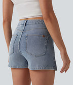 Jupe-short denim Halara Flex™ asymétrique casual taille mi-haute avec poches