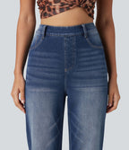 Jean droit taille haute Halara Flex™ délavé avec poches