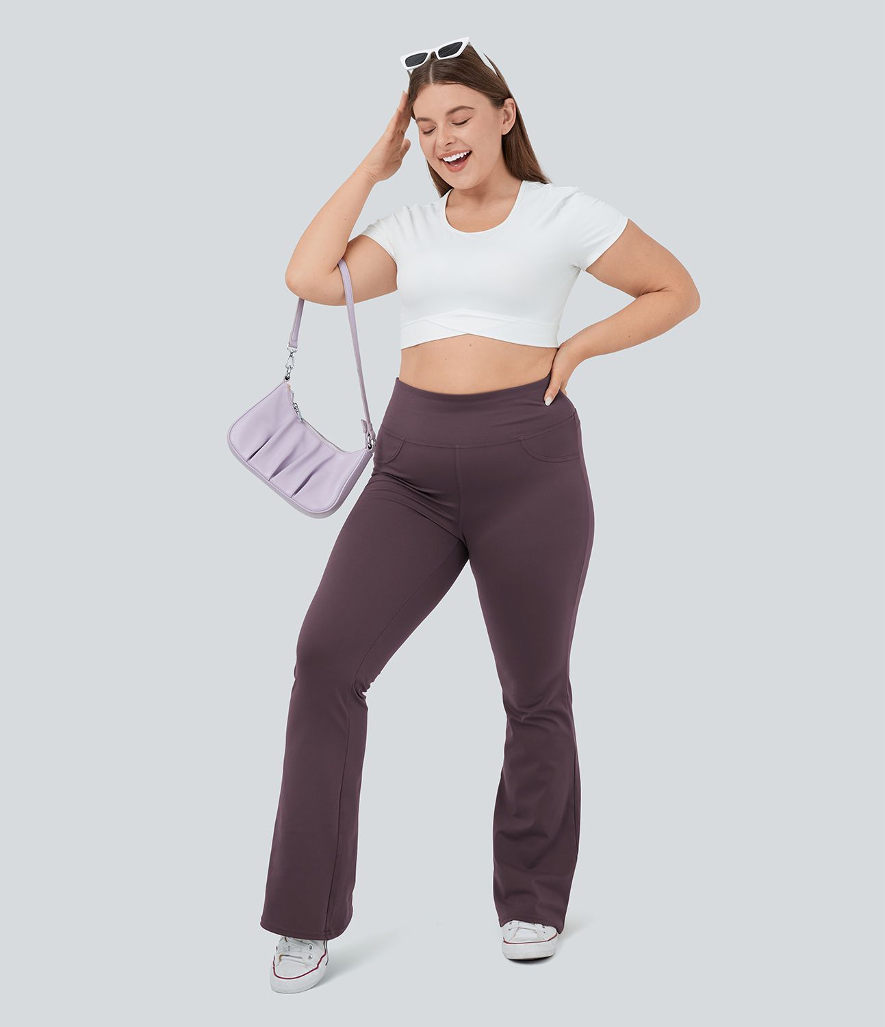 Legging yoga évasé grande taille taille haute DayStretch avec poches