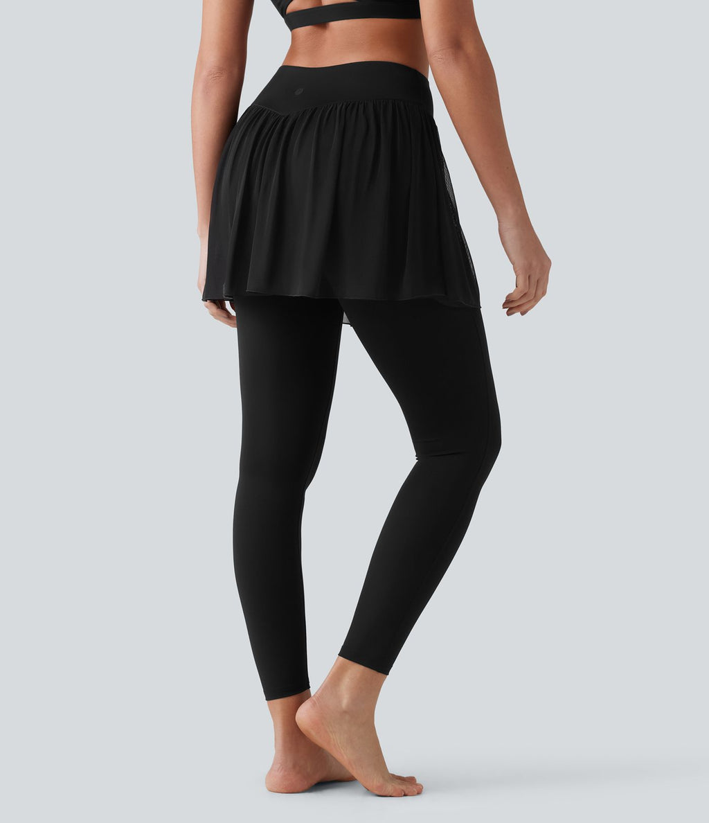 Legging de sport 2-en-1 SoftlyZero™ effet frais InstantCool taille haute avec mesh contrastant et poches, protection solaire UPF50+
