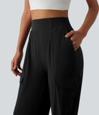 Pantalon cargo décontracté effet frais InstantCool séchage rapide taille haute à ourlet ajustable avec poches, protection solaire UPF40+