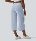 Jean cargo court casual jambe droite taille mi-haute Halara Flex™ avec poches