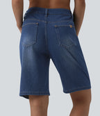 Halara Flex™ Bermuda en denim taille mi-haute avec poches