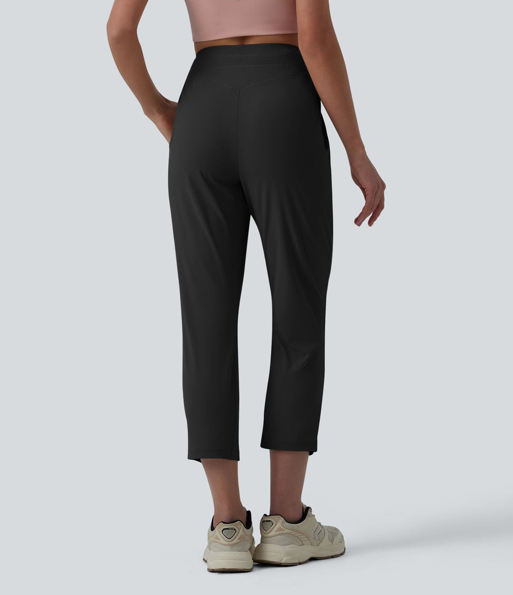 Jogging court de running taille haute froncé avec cordon de serrage et poches