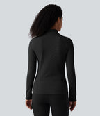 Haut de sport polaire demi-zip pliable à manches longues avec poche