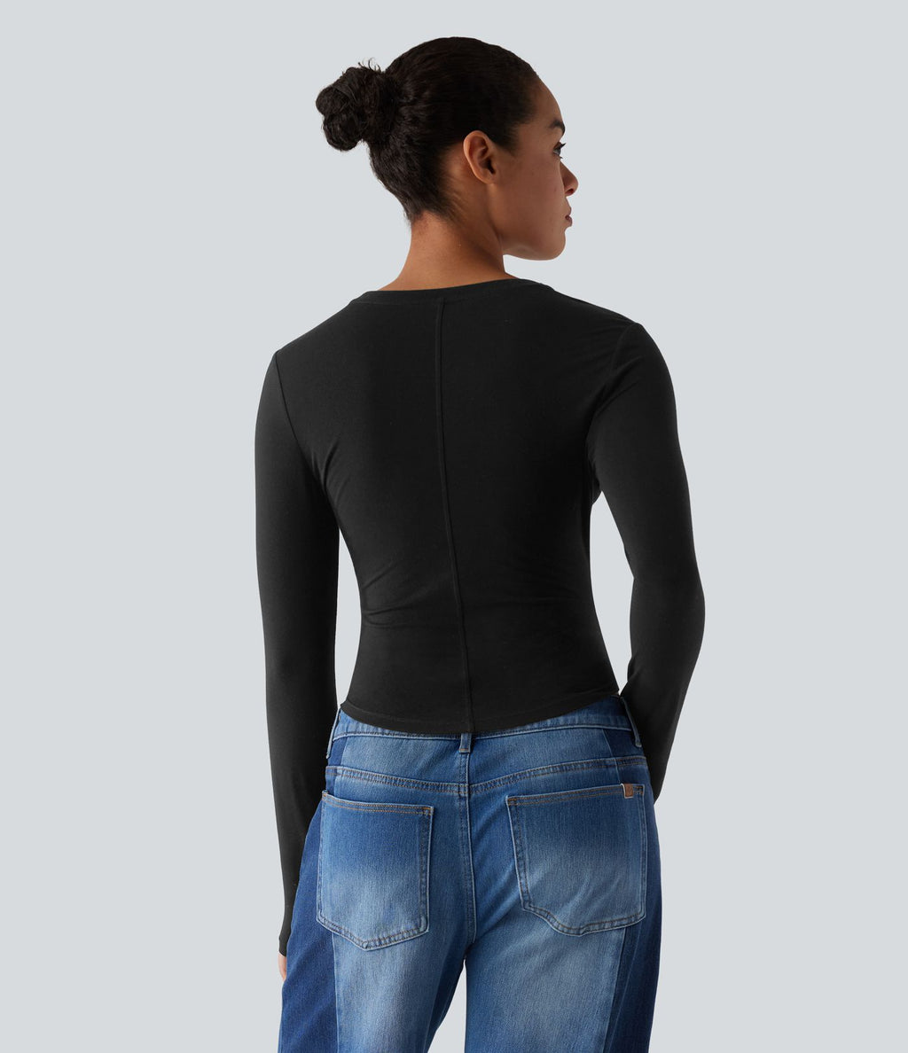 T-shirt décontracté col rond manches longues