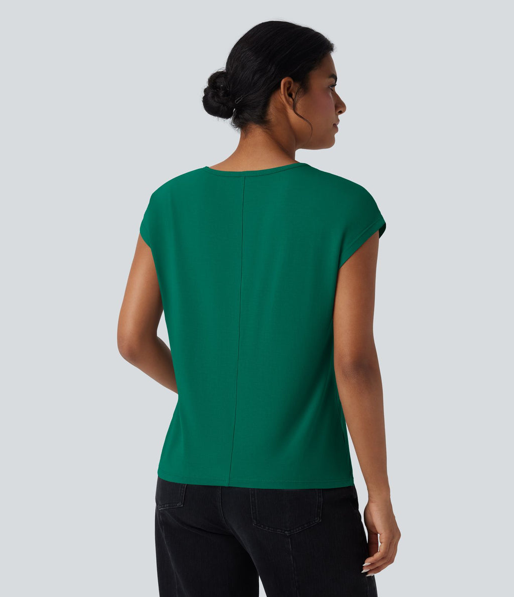 T-shirt casual col V manches courtes
