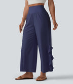 Pantalon large séchage rapide Breezeful™ taille haute à volants avec poches