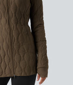 Veste matelassée de sport PuffFlex à col montant, manches longues, fermeture éclair avec passe-pouces et poches