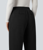 Pantalon tailleur coupe droite taille haute avec poches