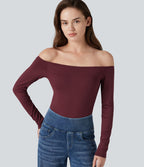 Body casual épaules dénudées à manches longues avec bretelles amovibles et brassière intégrée
