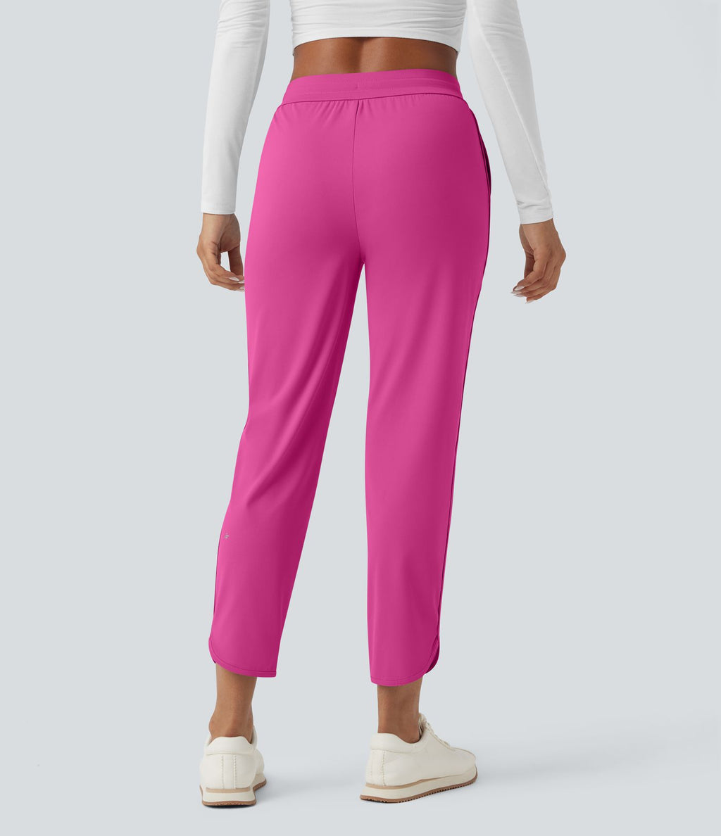 Pantalon de golf fuselé, taille mi-haute, cordon, ourlet courbé, séchage rapide, avec poches—UPF40+