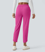 Pantalon de golf fuselé, taille mi-haute, cordon, ourlet courbé, séchage rapide, avec poches—UPF40+