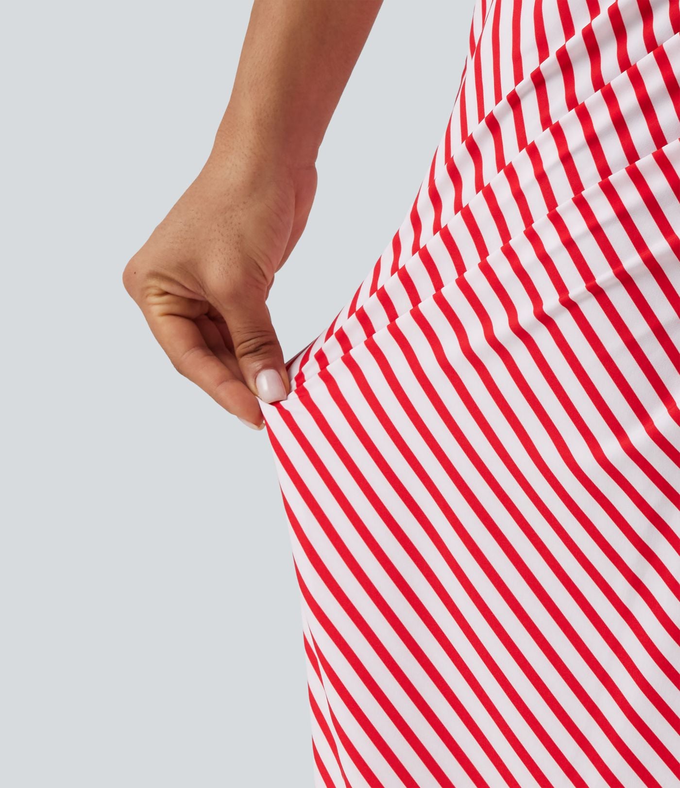 Jupe longue moulante taille mi-haute avec nœud devant et fronces imprimé floral/à rayures