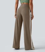 Pantalon ample yoga Halara UltraSculpt™ taille haute gainant à rayures color block avec poches