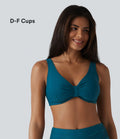 Haut de bikini brillant à col en V, bonnets E-G
