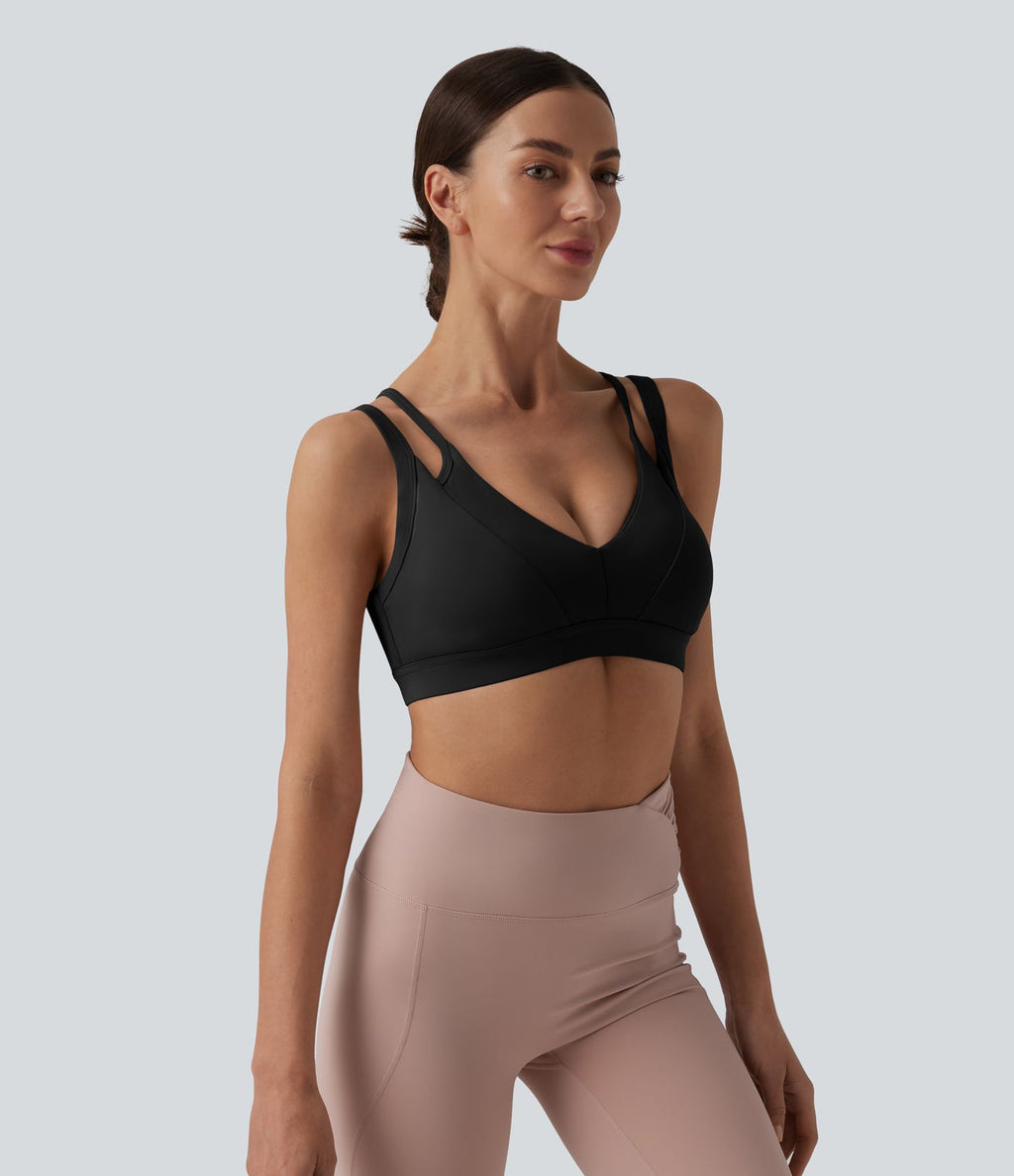 Brassière de sport SoftlyZero™ Airy yoga dos nu à double bretelles maintien léger effet frais InstantCool, protection solaire UPF50+