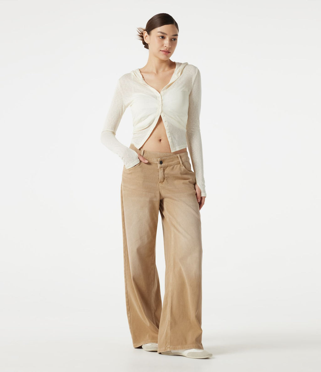 Jean large Halara Flex™ taille basse asymétrique à délavage coloré avec poches