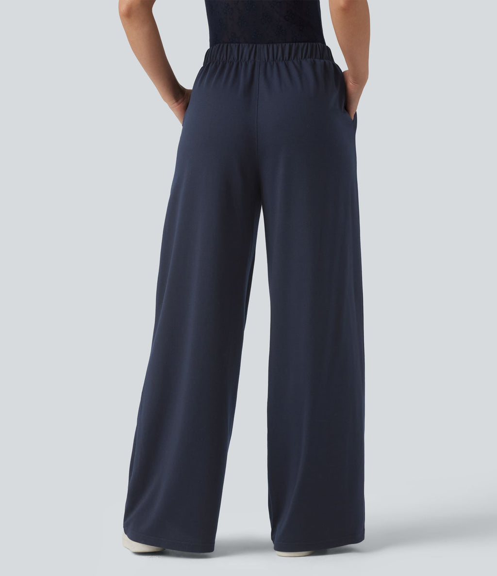 Jogging large décontracté taille mi-haute avec poches