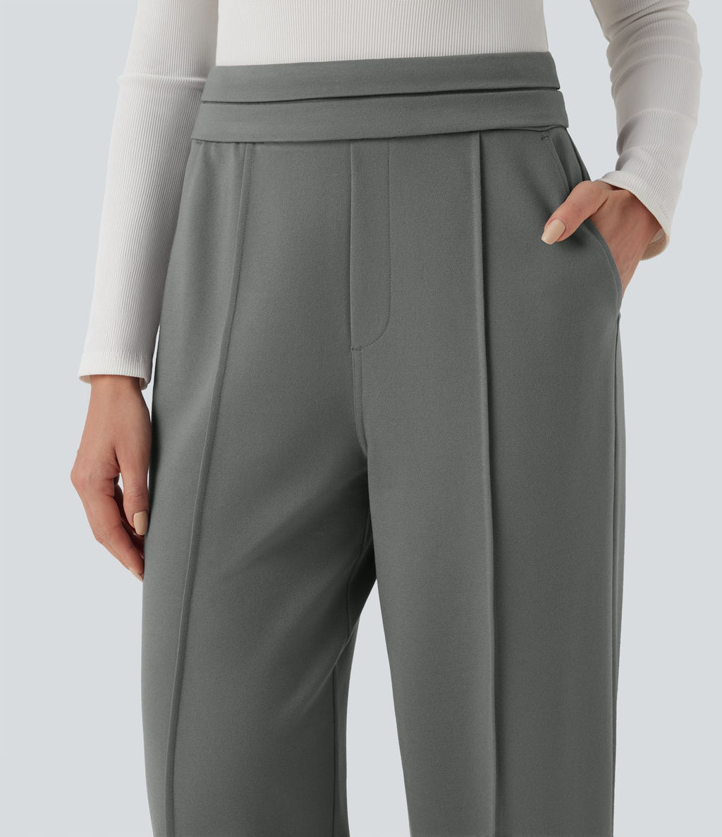 Pantalon tailleur coupe droite taille haute Halara Flex™ avec poches