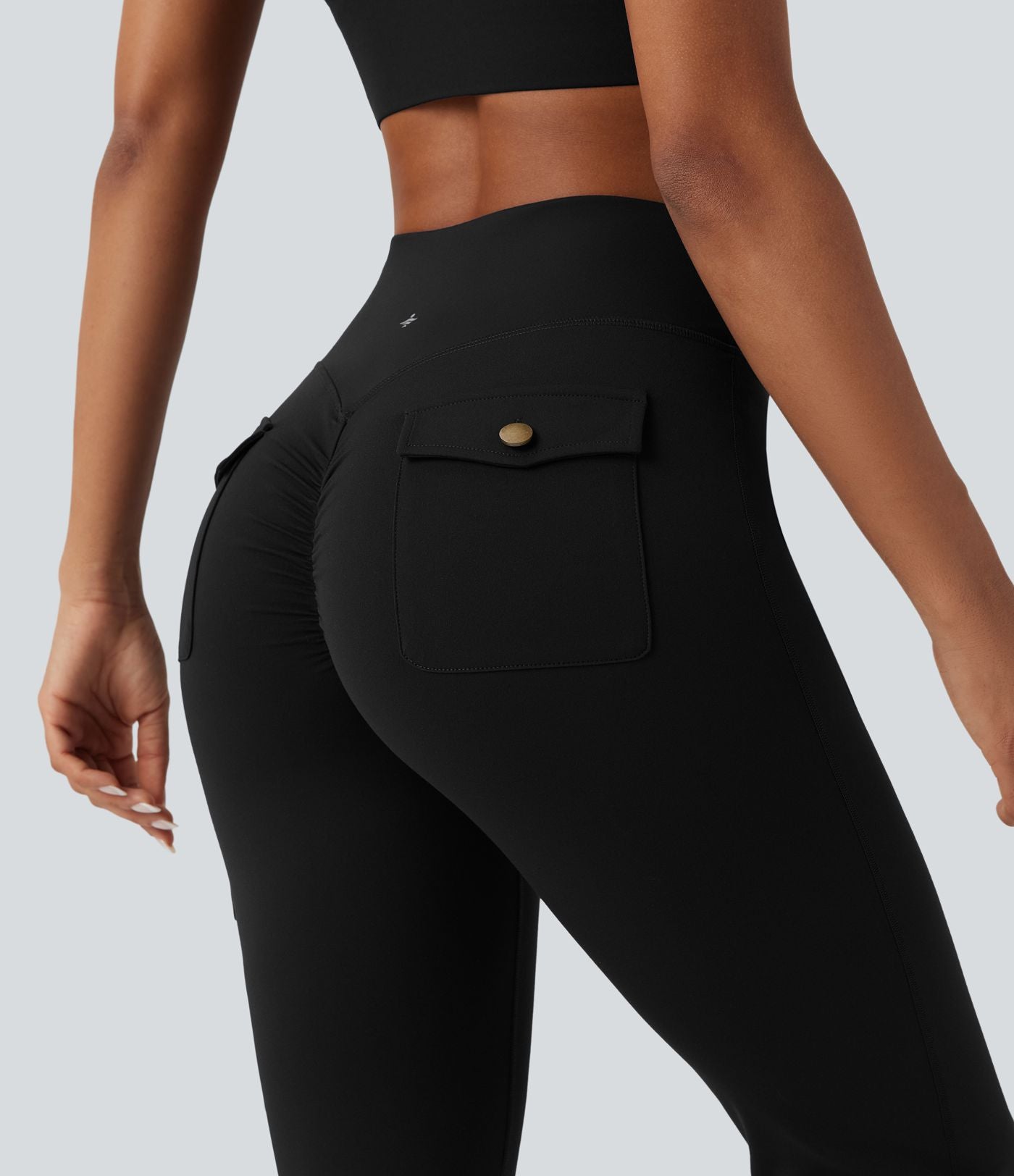 Pantalon évasé d'entraînement gainant froncé taille haute DayStretch avec poches