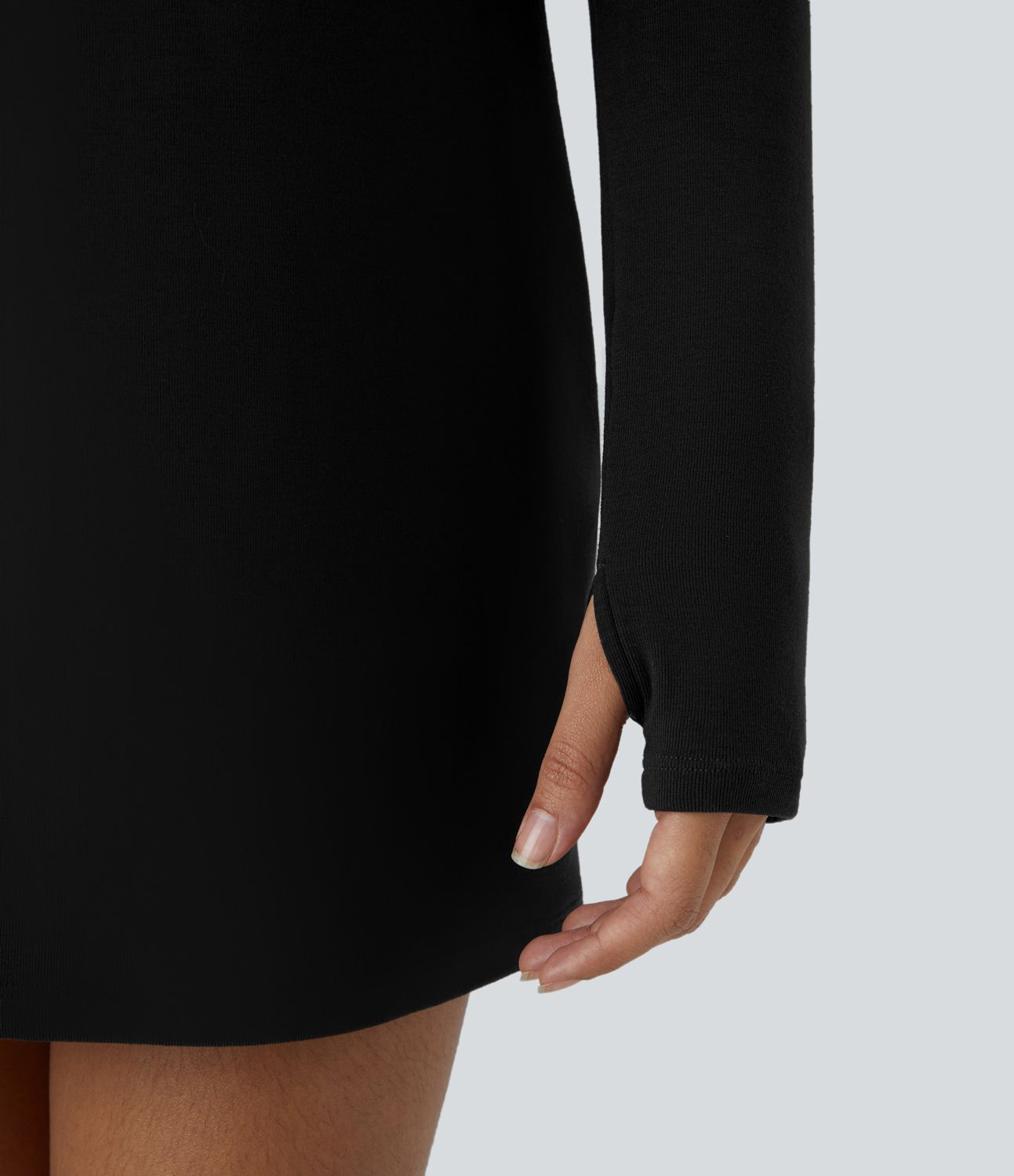 Robe décontractée thermique courte à manches raglan longues avec passe-pouces