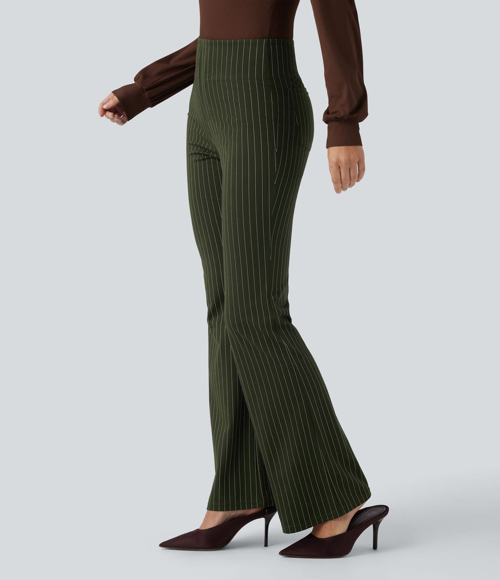 Halara Flex™ Pantalon tailleur évasé à rayures taille haute avec poches