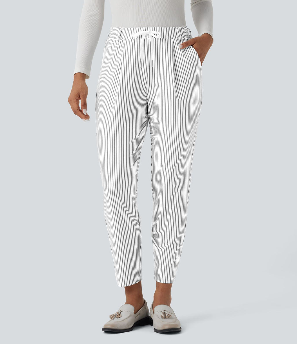 Pantalon Halara Flex™ taille mi-haute à cordon, effet rayé, coupe fuselée avec poches