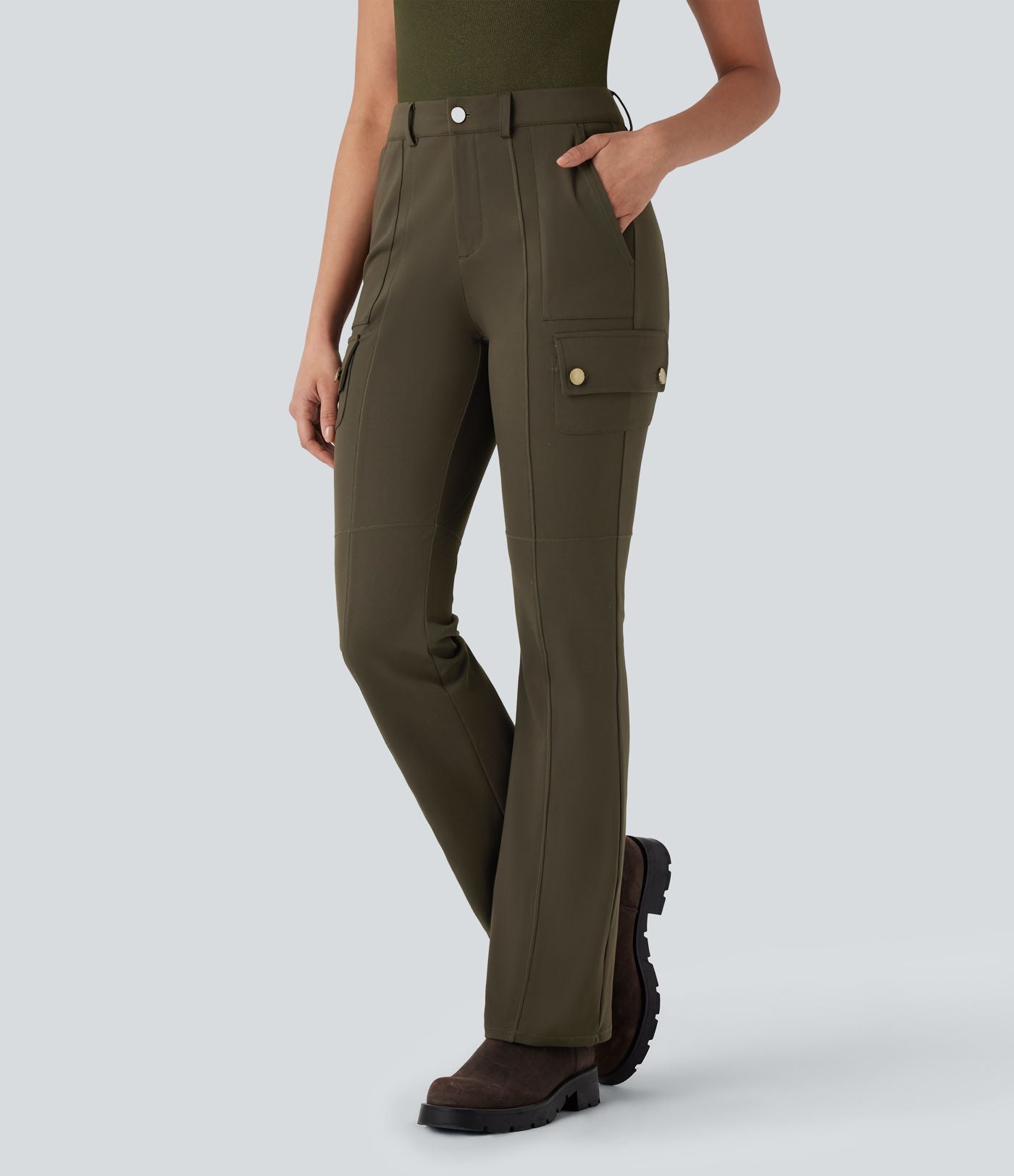 Pantalon cargo bootcut randonnée taille moyenne DayStretch avec poches
