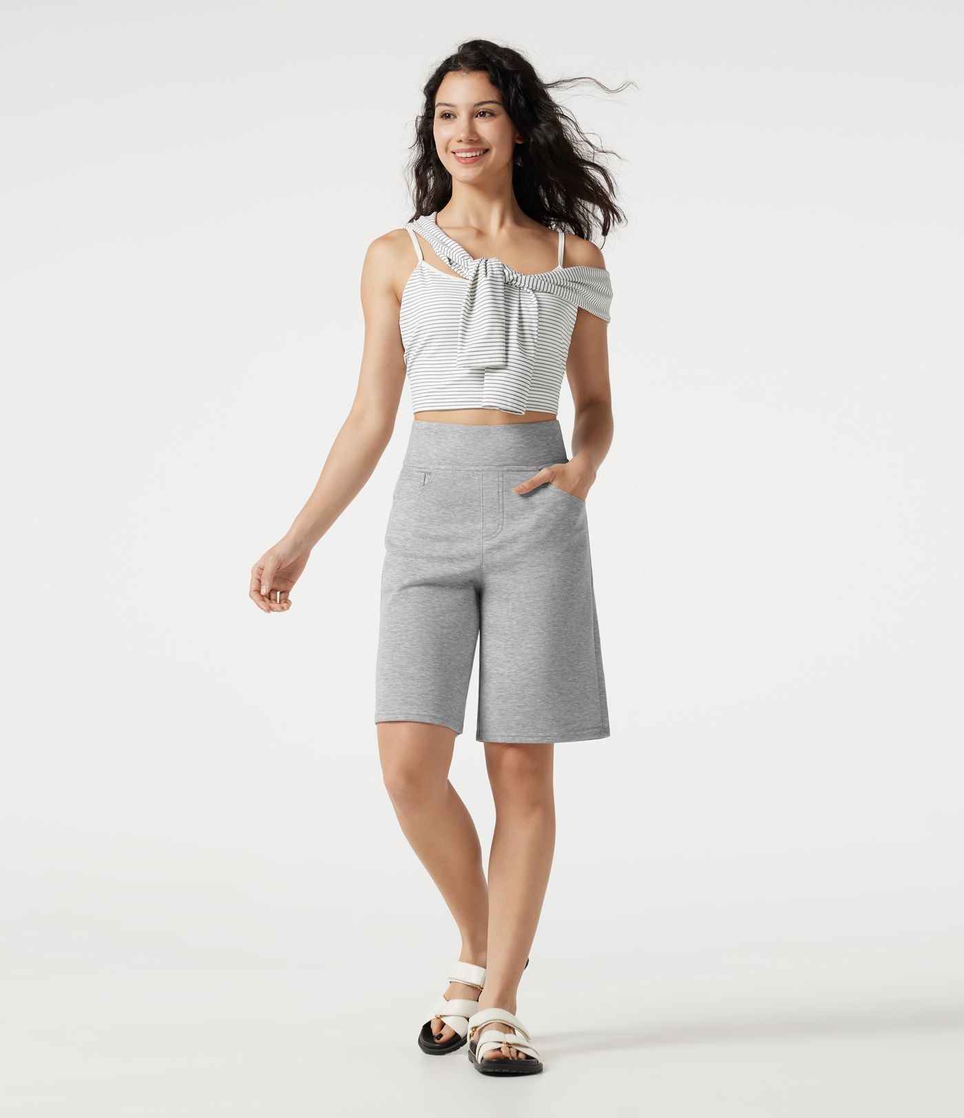 Short ample casual taille haute 25,5 cm avec poches