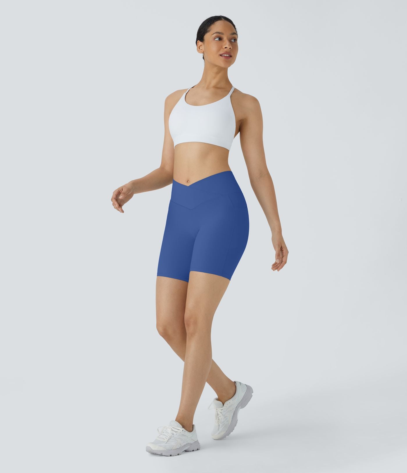 Softlyzero™ Short 17,5cm Yoga Taille Haute Crossover avec Poches Latérales