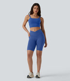 SoftlyZero™ Short cycliste de yoga croisé taille haute 23 cm avec poches - UPF50+