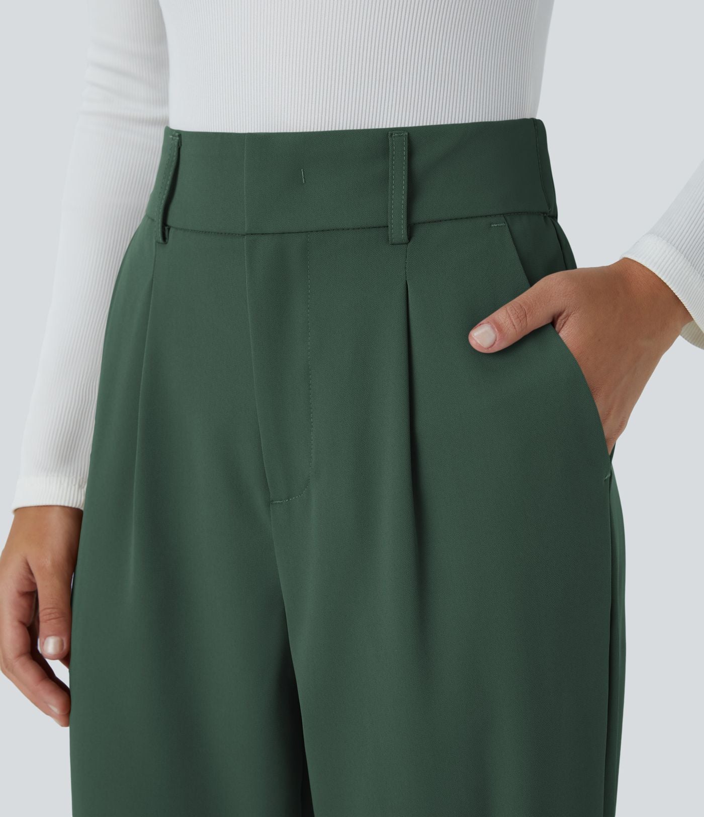 Pantalon tailleur Halara Flex™ fuselé uni, taille haute, avec poches