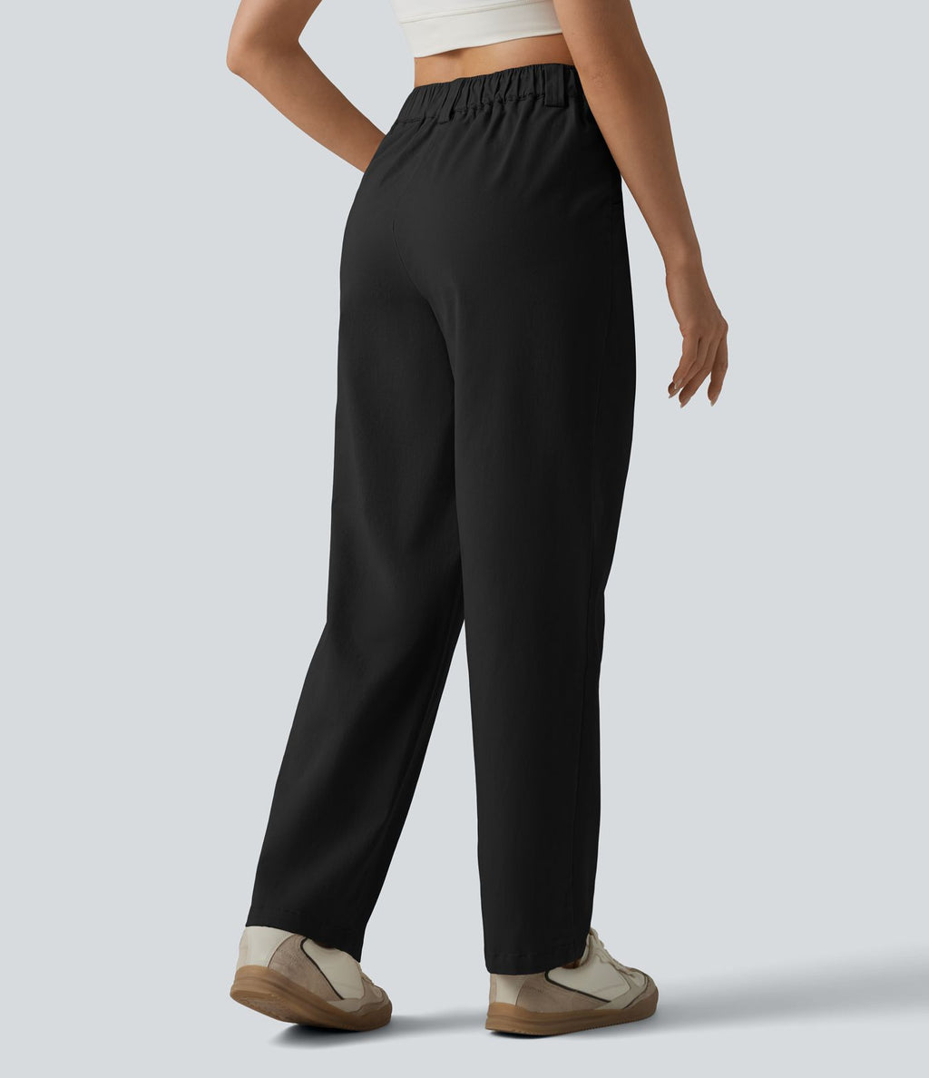 Pantalon chino décontracté en coton, taille haute, plissé, jambe droite, avec poches