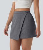 Jupe mini effet lin taille haute 2-en-1 avec poches