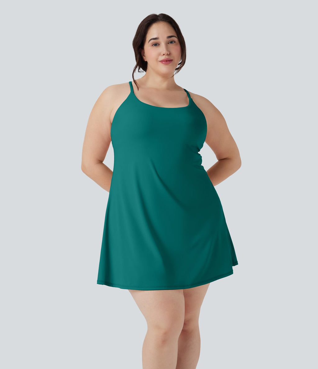 Robe de sport grande taille dos nu Softlyzero™ Plush - longueur rallongée - Easy Peasy Edition