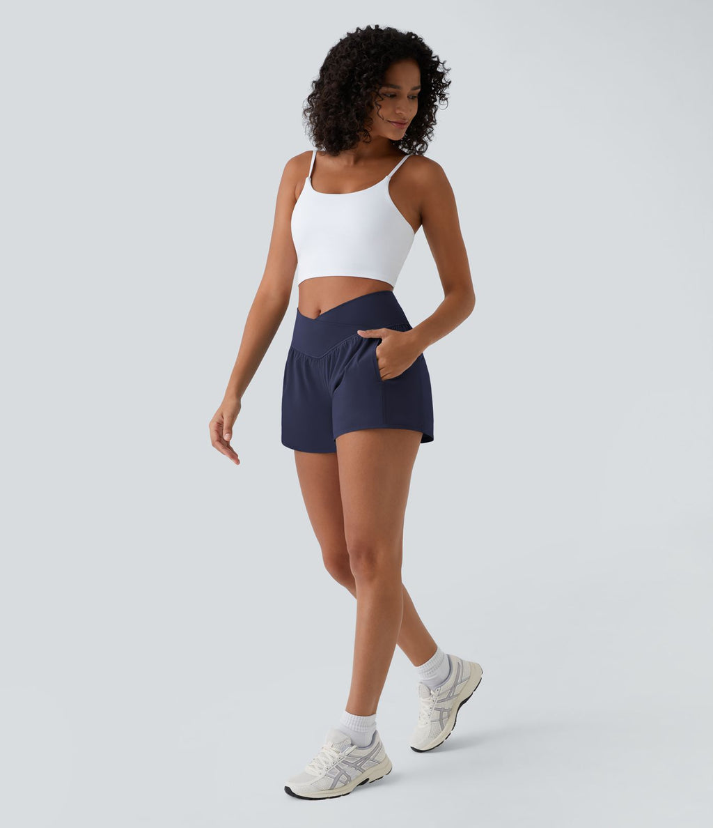 Breezeful™ Shorts 10cm Yoga Séchage Rapide 2 en 1 Taille Haute Poches Latérales Croisées