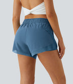 Shorts Running 7,5cm 2 en1 Taille Mi-Haute Cordon de Serrage Empiècement Mesh Contrastant