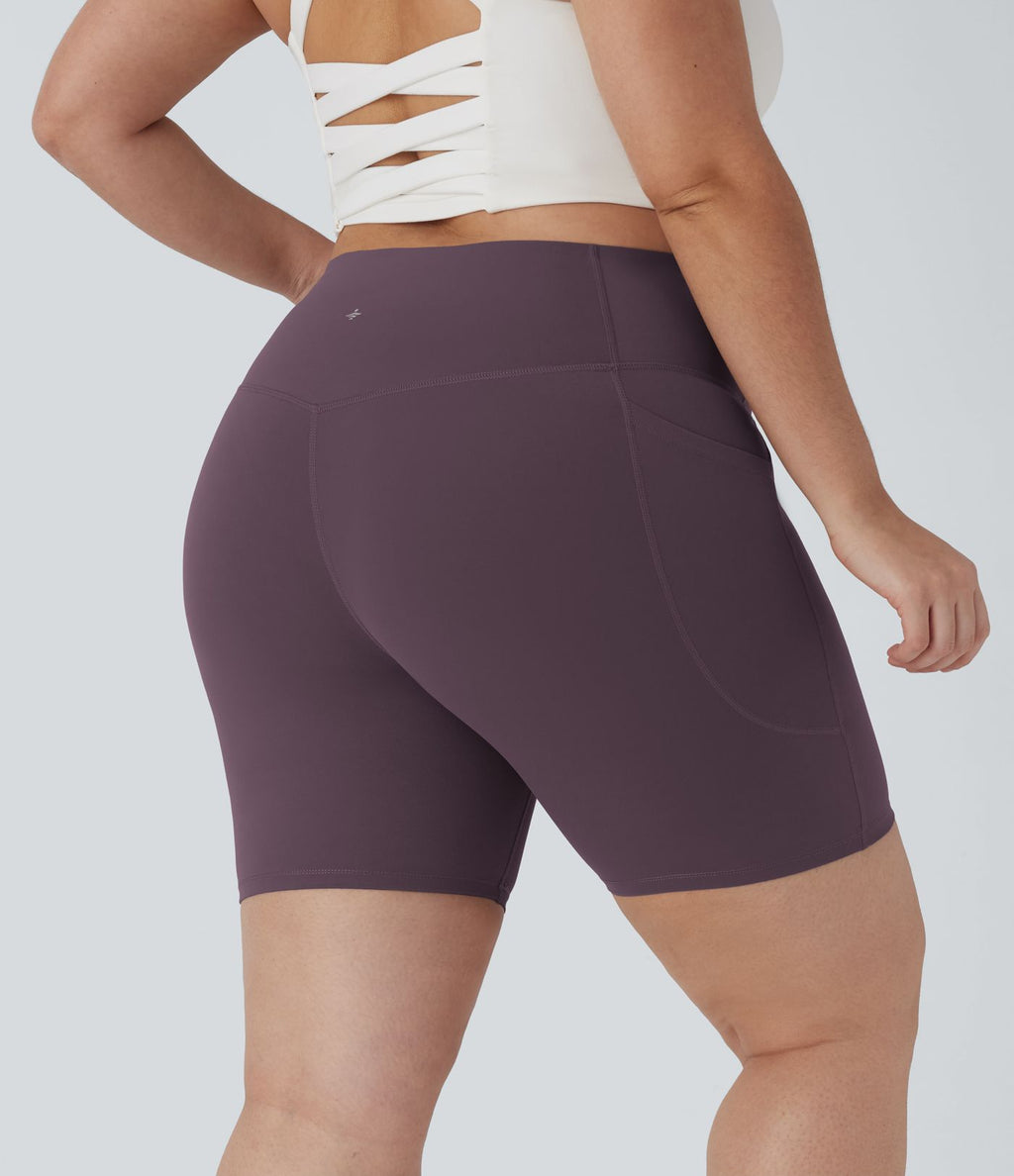 Short cycliste 17,5 cm d'entraînement gainant taille haute grande taille avec poches Halara UltraSculpt™