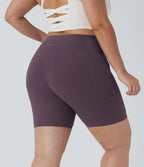 Short cycliste 17,5 cm d'entraînement gainant taille haute grande taille avec poches Halara UltraSculpt™