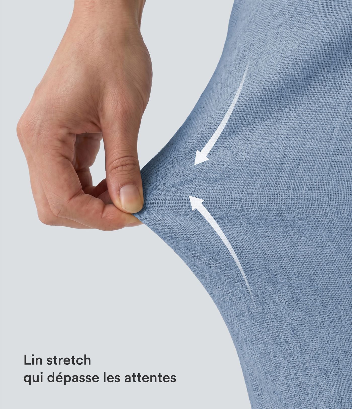 Pantalon casual taille haute en lin stretch coupe barrel avec poches