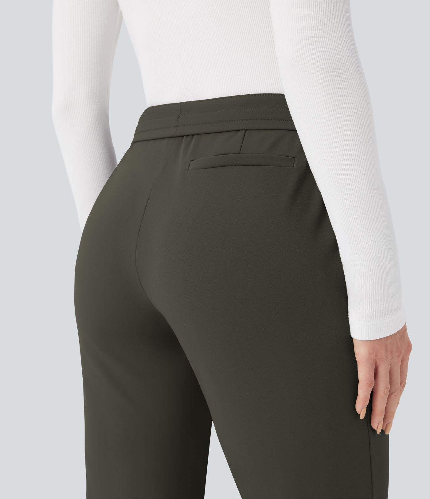 Pantalon de travail ajusté 7/8 repliable taille haute avec cordon de serrage Halara Flex™ DayStretch avec poches