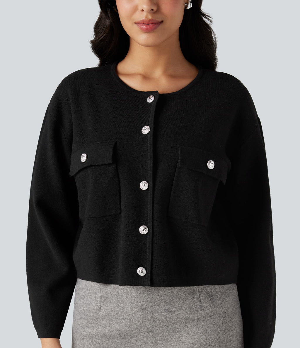 Cardigan col rond manches longues avec poches