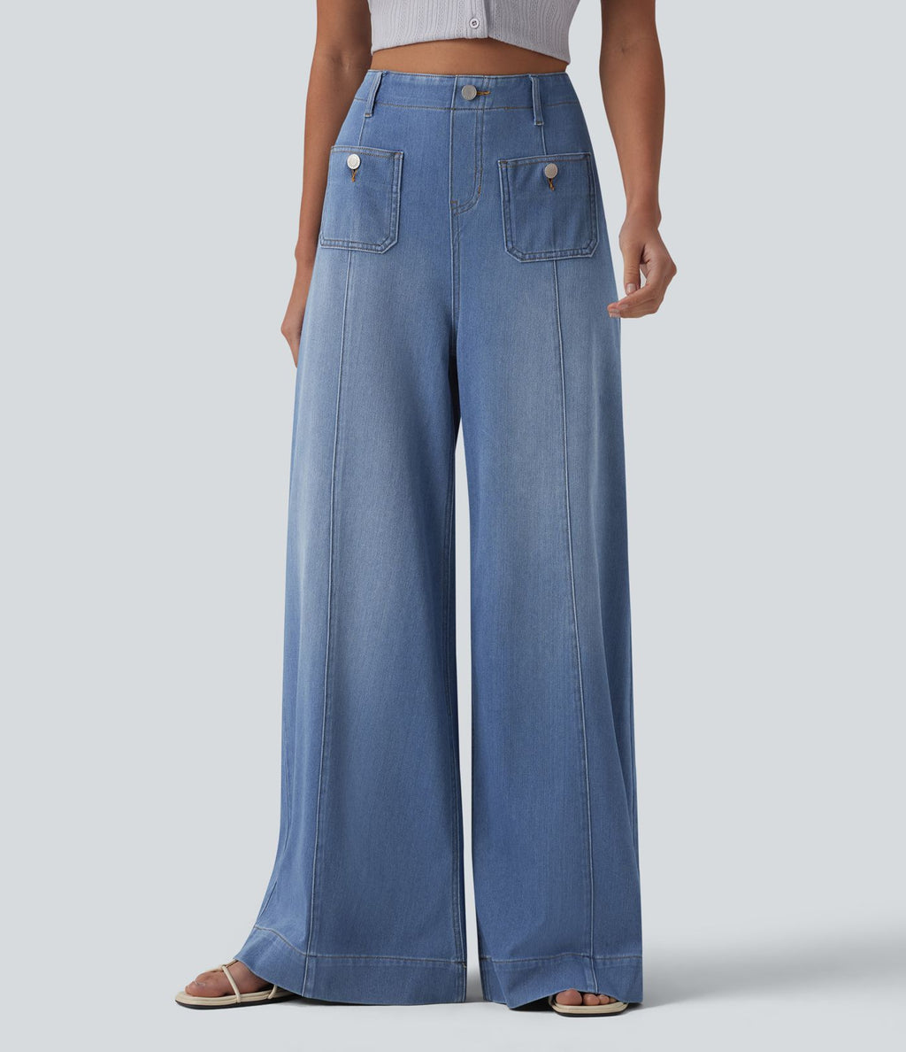 Halara Flex™ Jean évasé casual large taille haute avec poches
