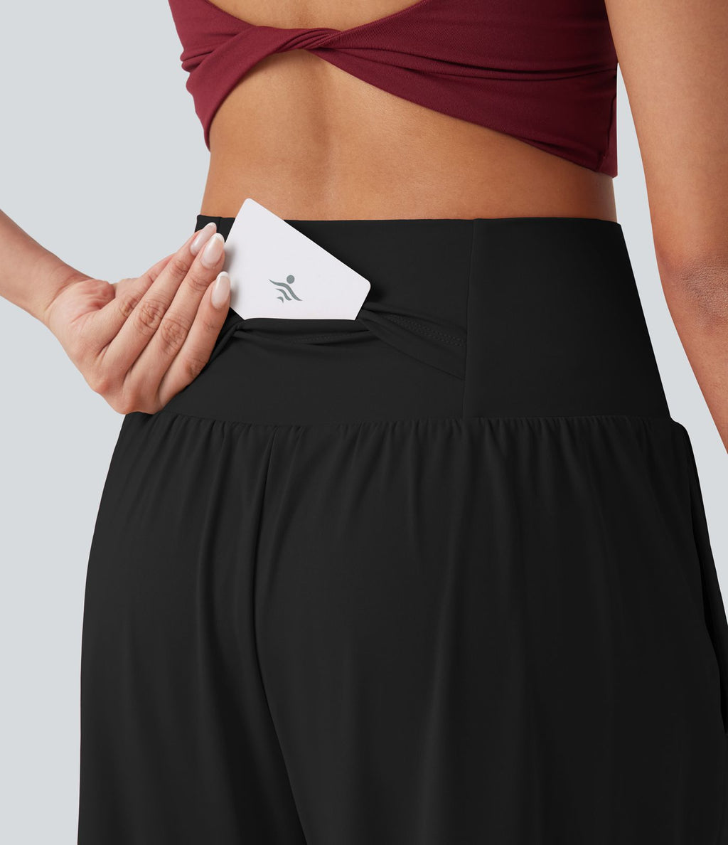 Pantalon yoga 2-en-1 SoftlyZero™ Airy taille très haute coupe droite effet frais InstantCool avec poches