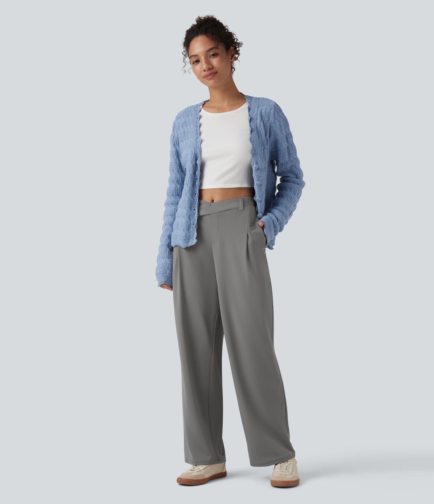 Halara Flex™ DayStretch Pantalon tailleur asymétrique jambe droite taille mi-haute avec poches