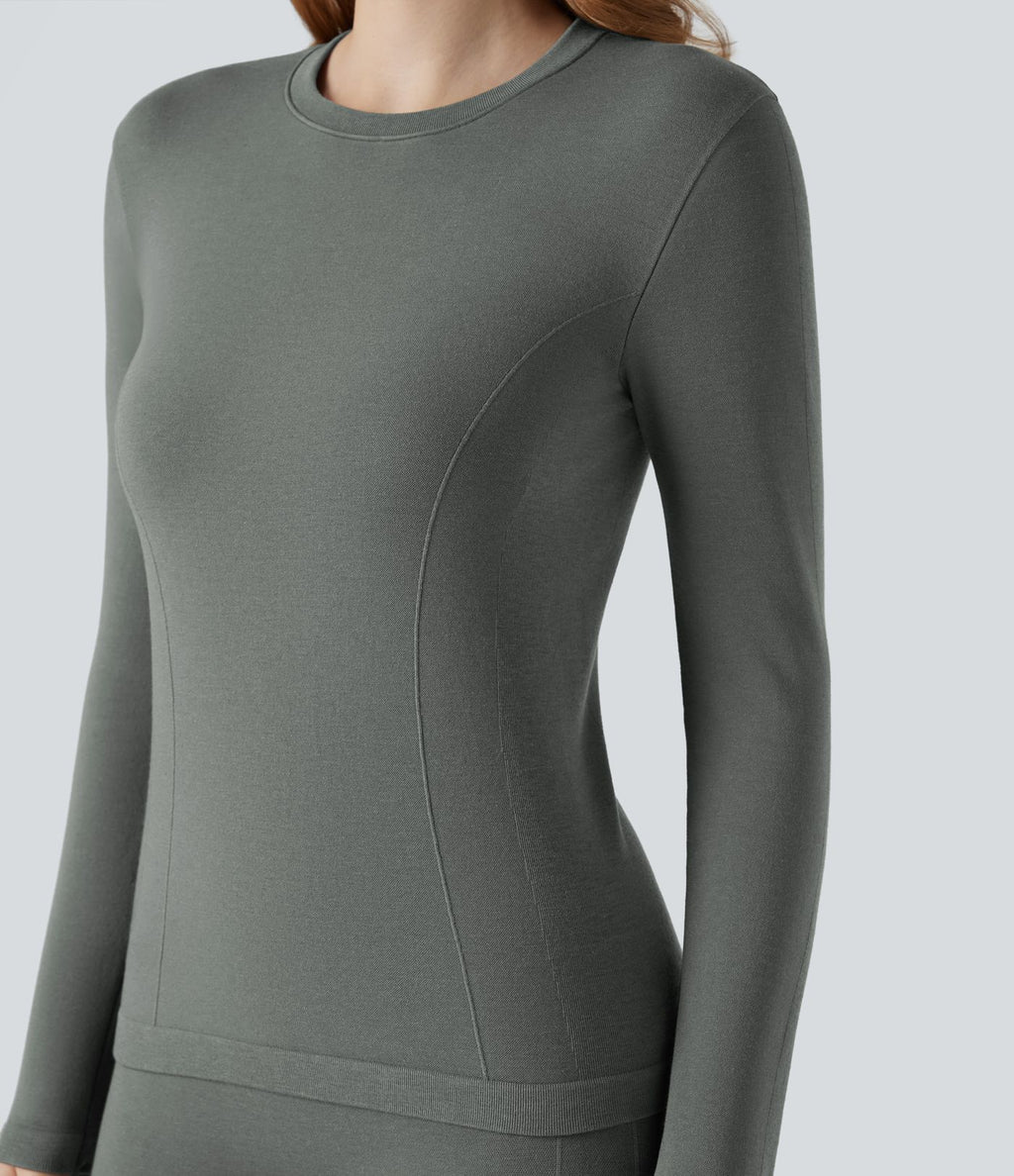 Haut thermique col rond à manches longues sans couture HeatCore OneForm Seamless Flow