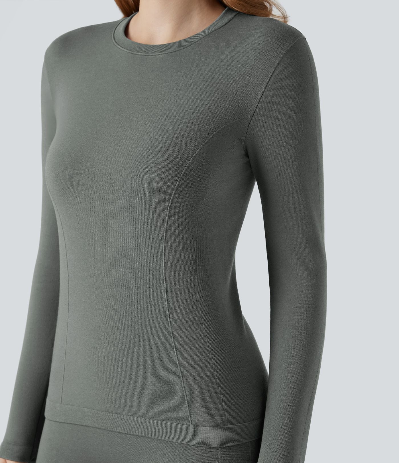 Haut thermique col rond à manches longues sans couture HeatCore OneForm Seamless Flow